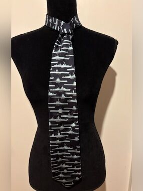 Josh Bach Navy Blue Battleship Novelty Tie